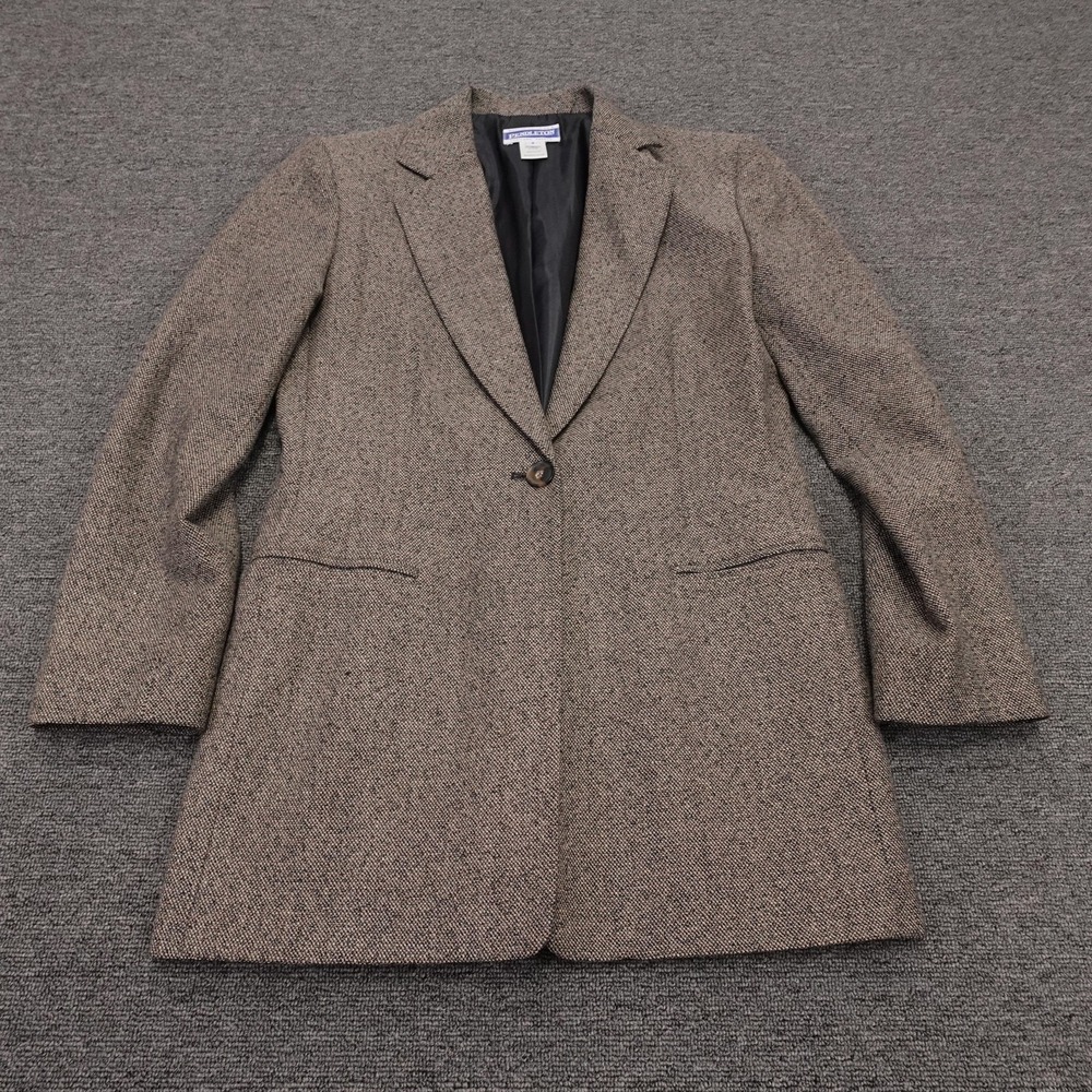 Pendleton Blazer Womens 4 Brown Wool Herringbone 1 Button Lined Jacket USA